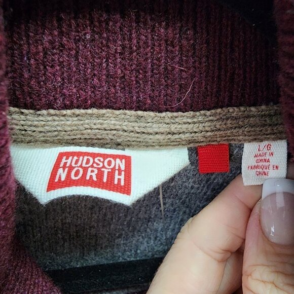 Hudson North Burgundy Wool Knit Sweater Size L - Picture 6 of 8